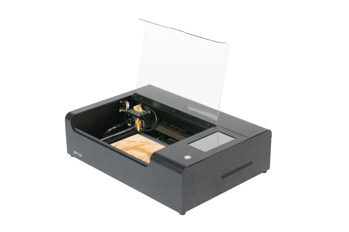 flux beamo side view with open top and engraving