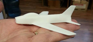 3D-printed F16 airplane at Lee-Whedon Library