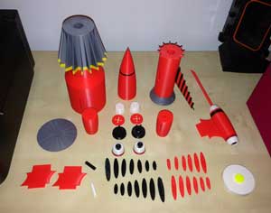 The Thunderbird 3 is made up of numerous 3D printed parts.