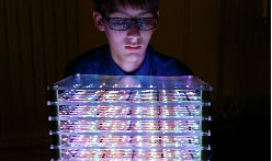 Hudy with the RGB LED Cube creation he showed at Maker Faire New York.